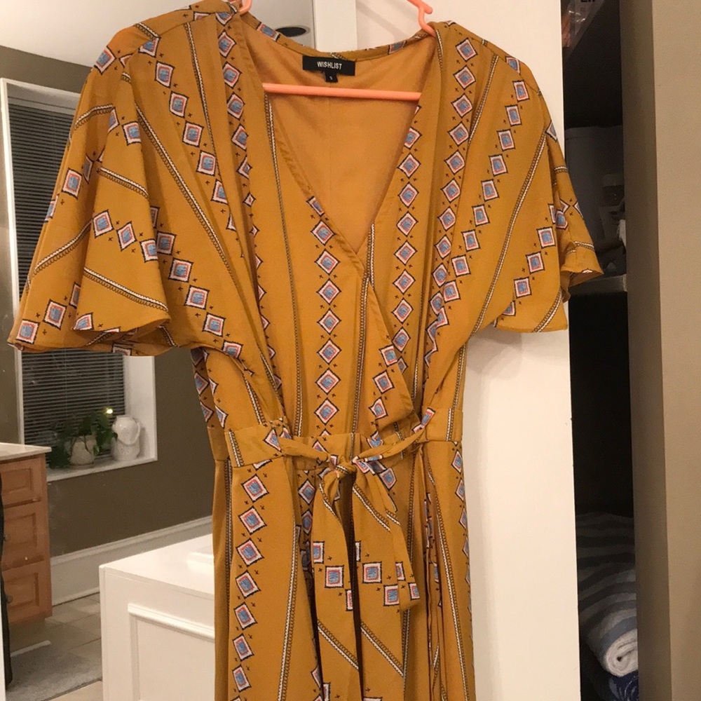 Yellow maxi wrap dress